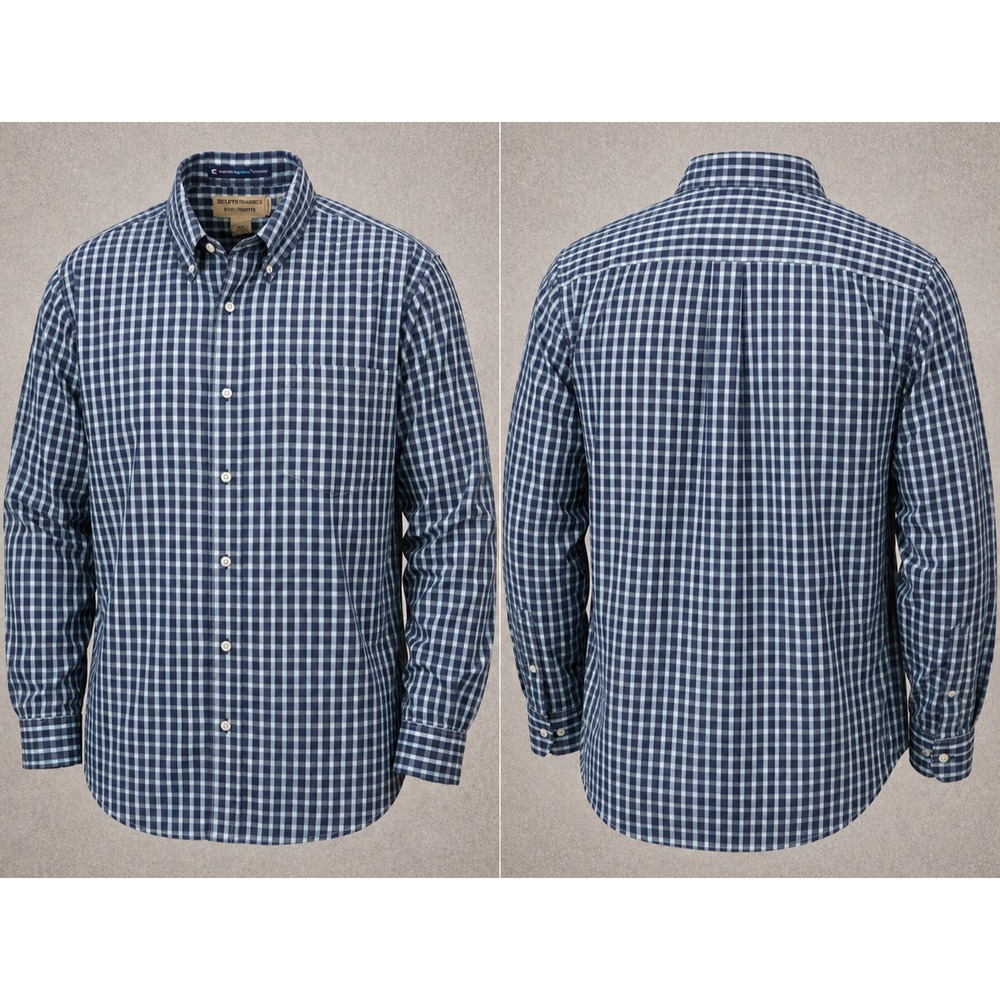 Duluth Trading Co Shirt Mens 2XL Blue Plaid Wrinkle Fighter MagnaReady Workwear